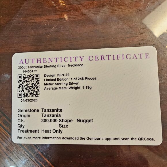 Tanzanite Necklace for women, Authenticity Certificate - Picture 7 of 9